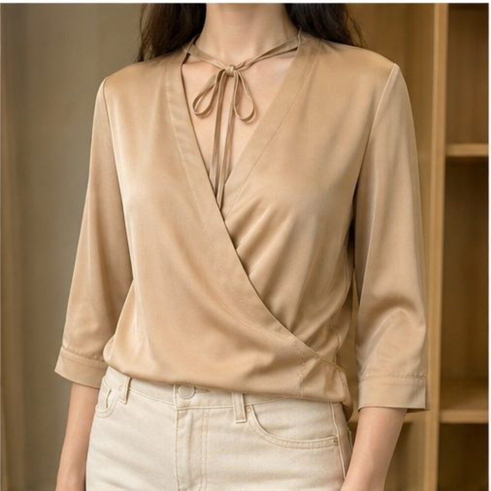 Camel Ruffle Blouse - Picture 2 of 6